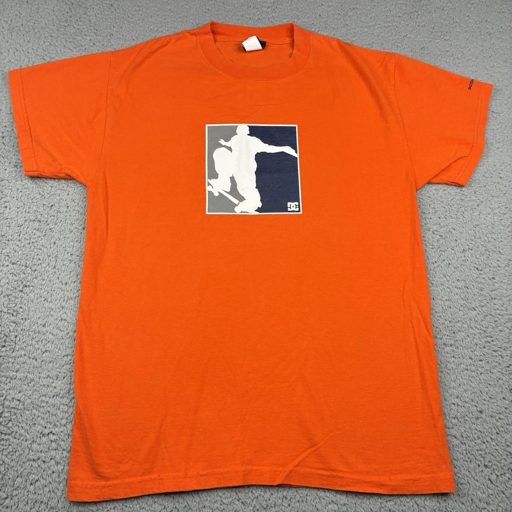 Vintage DC Shoes Skate T-Shirt Men's Medium Orange Graphic Y2K